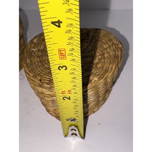 Small Vintage Sweetgrass Stacking Boho Wicker Trinket Box Baskets Lid Heart - Picture 13 of 13